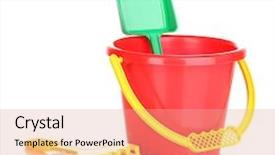  Presentation with sand play - Audience pleasing PPT layouts consisting of s beach toys and sand backdrop and a  colored foreground
