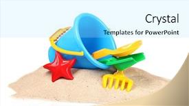  Presentation with sand play - Colorful presentation enhanced with s beach toys and sand backdrop and a arctic colored foreground