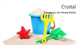  Presentation with white sand - Amazing theme having s beach toys and sand backdrop and a white colored foreground