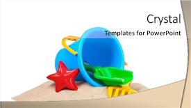 Presentation with beach toys on sand - Cool new slides with s beach toys and sand backdrop and a white colored foreground