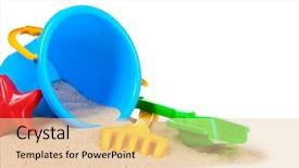  Presentation with sand play - PPT layouts with s beach toys and sand background and a lemonade colored foreground
