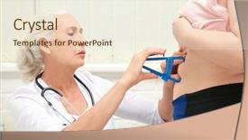  Presentation with fat - Audience pleasing PPT layouts consisting of calipers - elderly doctor measuring fat layer backdrop and a cream colored foreground