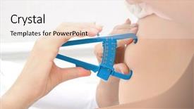  Presentation with female hospital patient - Cool new theme with grasa - female doctor measuring fat layer backdrop and a sky blue colored foreground