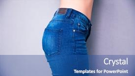  Presentation with healthy workplace full length side view - Beautiful slide deck featuring s body part in jeans backdrop and a ocean colored foreground