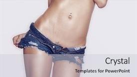  Presentation with woman nude body - Colorful slide set enhanced with s body wearing denim short backdrop and a lemonade colored foreground