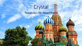  Presentation with russia - Presentation theme with s cathedral on red square background and a light blue colored foreground