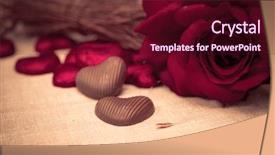  Presentation with love heart - Audience pleasing PPT theme consisting of s chocolate-love sweet heart backdrop and a wine colored foreground