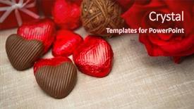  Presentation with love heart - Slide set featuring s chocolate-love sweet heart background and a tawny brown colored foreground