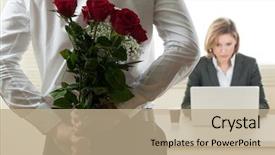  Presentation with roses - Slides with s day birthday or anniversary background and a coral colored foreground