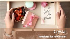  Presentation with mothers day floral - PPT theme consisting of s day in wooden drawer background and a coral colored foreground