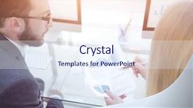  Presentation with employee profile company concept - Colorful slide deck enhanced with s employees work with financial backdrop and a sky blue colored foreground