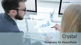  Presentation with company - Beautiful PPT layouts featuring s employees work with financial backdrop and a light blue colored foreground