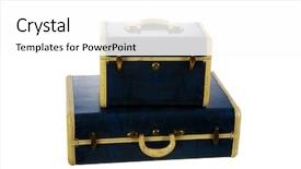  Presentation with 1960s - Colorful slides enhanced with s era vintage blue luggage backdrop and a white colored foreground
