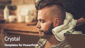  Presentation with barber shop - Cool new presentation theme with s hair in barber shop backdrop and a tawny brown colored foreground