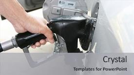  Presentation with gas pump - Cool new presentation theme with s hand holding a gas backdrop and a light gray colored foreground