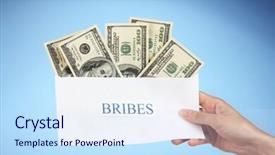  Presentation with envelope - Audience pleasing slide deck consisting of s hand holding an envelope backdrop and a sky blue colored foreground