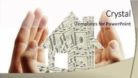  Presentation with real estate development - Slide deck with s hand holds house model background and a white colored foreground