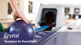  Presentation with bowling - Beautiful presentation design featuring s hand picking up bowling backdrop and a ocean colored foreground