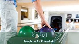  Presentation with club - Cool new PPT layouts with s hand picking up bowling backdrop and a ocean colored foreground