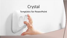  Presentation with power plug - PPT theme featuring s hand playing with power background and a white colored foreground