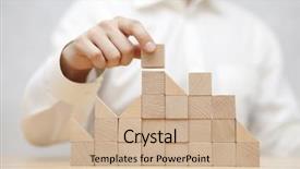  Presentation with blocks - Audience pleasing slides consisting of s hand stacking wooden blocks backdrop and a soft green colored foreground