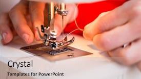  Presentation with thread - Slide deck featuring s hand trying to insert background and a coral colored foreground