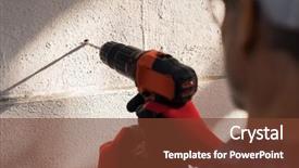  Presentation with drilling machine - Audience pleasing presentation theme consisting of s hand using electric drill backdrop and a tawny brown colored foreground