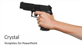  Presentation with gun - Slides consisting of s hand with a gun background and a white colored foreground