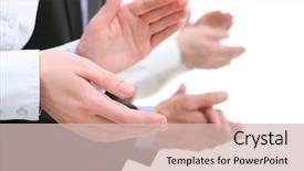  Presentation with photo - PPT theme featuring s hands applauding at background background and a soft green colored foreground