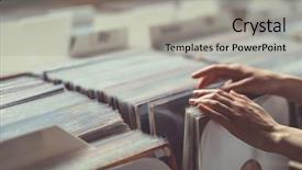  Presentation with vinyl - Slides consisting of s hands browsing vinyl record background and a light gray colored foreground