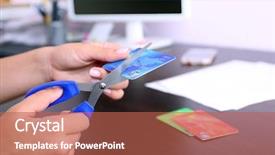  Presentation with credit card fraud fraud - Presentation featuring s hands cutting bank card background and a red colored foreground