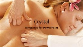 Presentation with masseur doing massage spa - Slides enhanced with s hands doing deep tissue background and a coral colored foreground