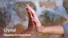  Presentation with children hands - Slides enhanced with s hands of differents race background and a tawny brown colored foreground