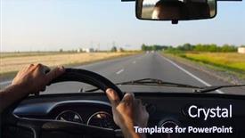  Presentation with drivers - Audience pleasing theme consisting of s hands on a stearing backdrop and a wine colored foreground