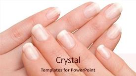  Presentation with finger nail - Colorful slide deck enhanced with background from toned oak board close up backdrop and a coral colored foreground