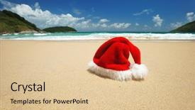  Presentation with tropical christmas - PPT theme having s hat on a tropical background and a lemonade colored foreground