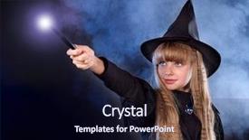  Presentation with magic wand - Amazing presentation theme having girl in witch's hat with magic wand casting spells backdrop and a wine colored foreground