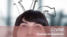  Presentation with arrows - Amazing slide deck having s head and upward arrows backdrop and a coral colored foreground