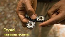  Presentation with trophy award hand holding - Beautiful PPT theme featuring s holding a fidget spinner backdrop and a tawny brown colored foreground