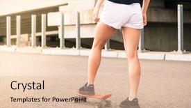  Presentation with close up baby girl knitted - PPT layouts having s legs and the orange background and a lemonade colored foreground