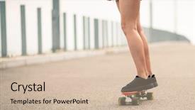  Presentation with orange - Amazing PPT theme having s legs riding the orange backdrop and a soft green colored foreground