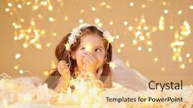  Presentation with children little child girl plays - Audience pleasing slides consisting of s looking on the star backdrop and a lemonade colored foreground