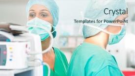  Presentation with emergency room - Slide deck featuring cleanroom operation theater - hospital - surgery team background and a sky blue colored foreground