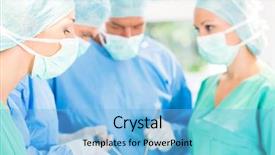  Presentation with surgery room - Cool new PPT theme with assistant holding a cotton swap backdrop and a  colored foreground