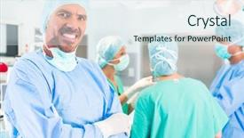  Presentation with emergency room - Audience pleasing presentation consisting of cleanroom operation theater - hospital - surgery team backdrop and a  colored foreground