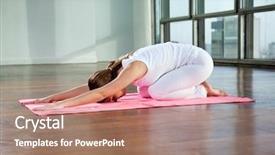  Presentation with woman child - Audience pleasing presentation theme consisting of s pose on a yoga backdrop and a coral colored foreground