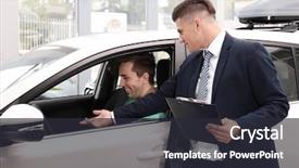  Presentation with lonely man new zealand tourists - Slides featuring s seat of new car background and a dark gray colored foreground