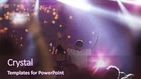  Presentation with music festival silhouette bank - Colorful slide set enhanced with s shoulders at music festival backdrop and a wine colored foreground