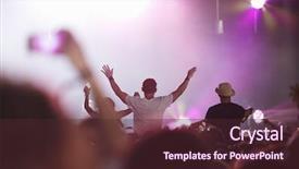  Presentation with music festival silhouette bank - Slide deck enhanced with s shoulders at music festival background and a tawny brown colored foreground