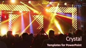  Presentation with music festival silhouette bank - PPT theme enhanced with s shoulders at music festival background and a wine colored foreground